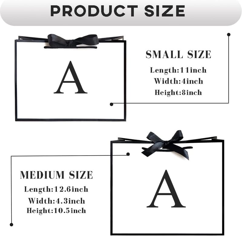 QLSKO Initial Gift Bag with Bow Ribbon Personalized Horizontal Paper Bag Monogrammed Birthday Gifts for Women Men (A-Small) - Image 2